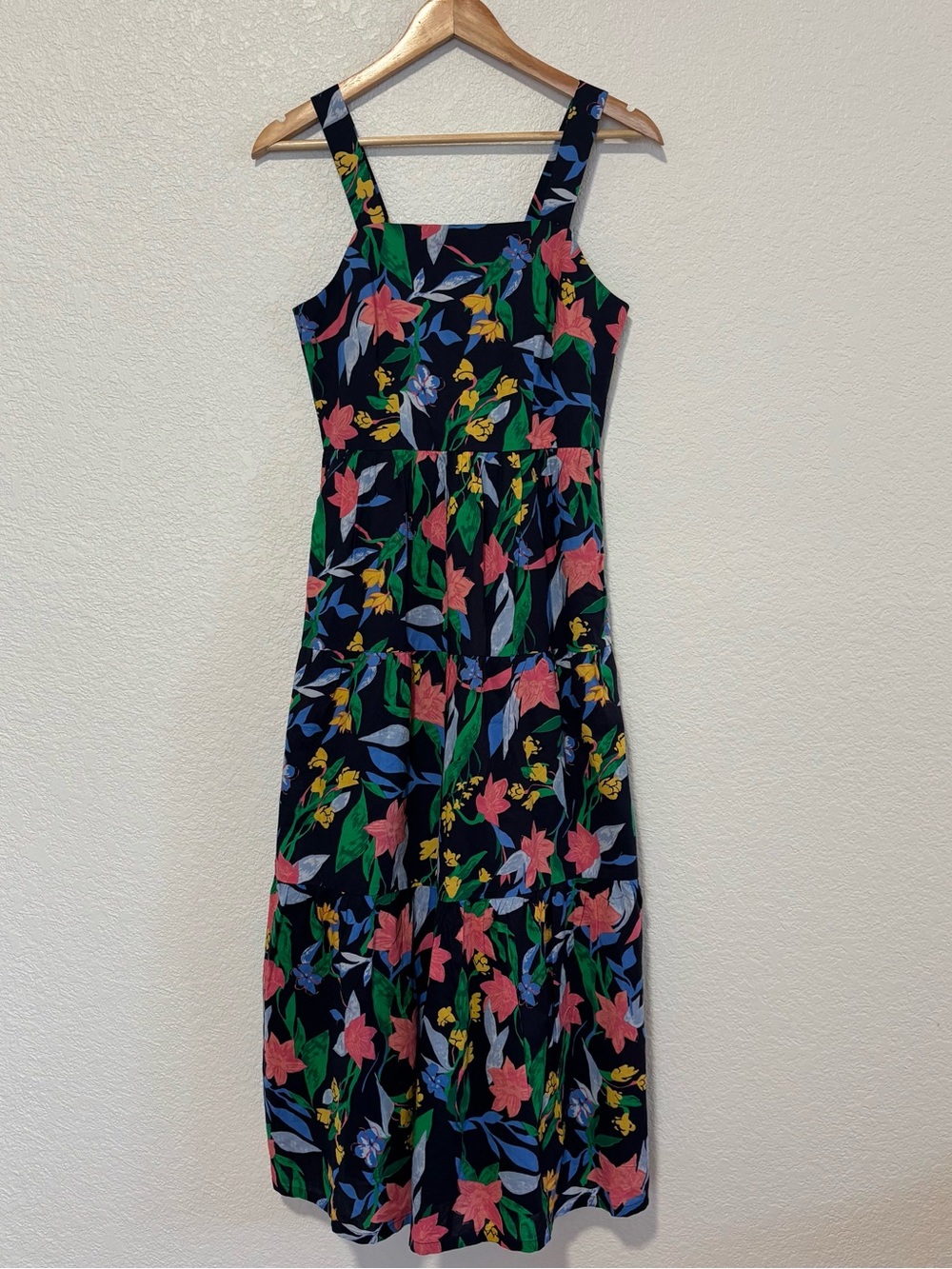 J.Crew Floral Tiered Cotton Midi Dress Size 0 Cottagecore Garden Party